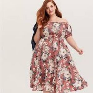 Torrid Midi Challis Off-Shoulder Dress Size 1x